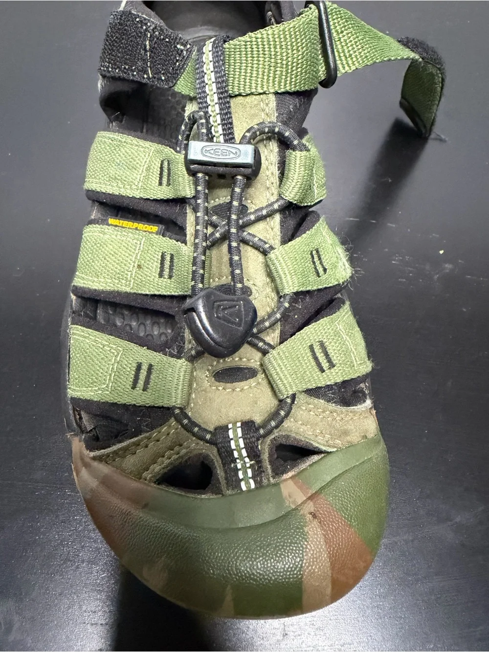 Keen Big Kids' Newport H2 Hiking Sandal in Camouflage & Olive Green - Size 4